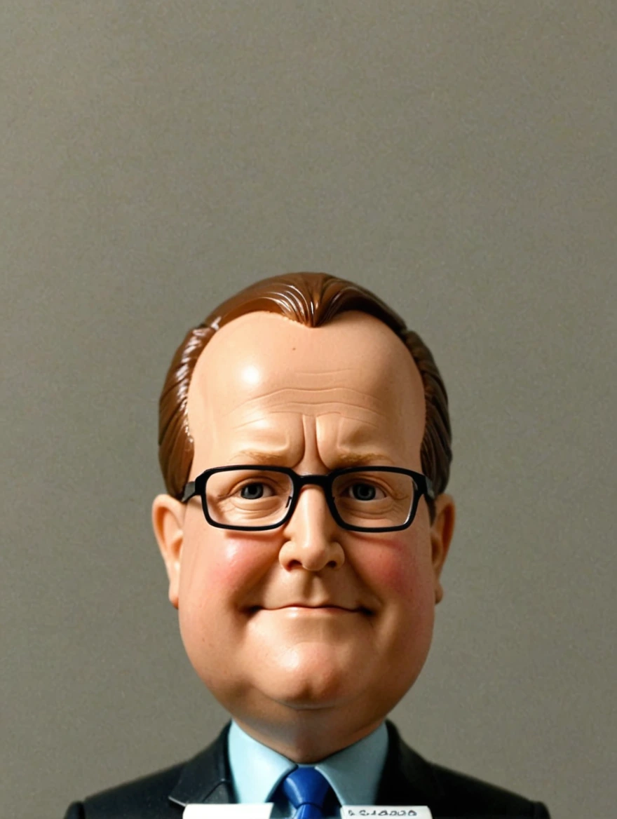 A plastic bobblehead doll with a big head