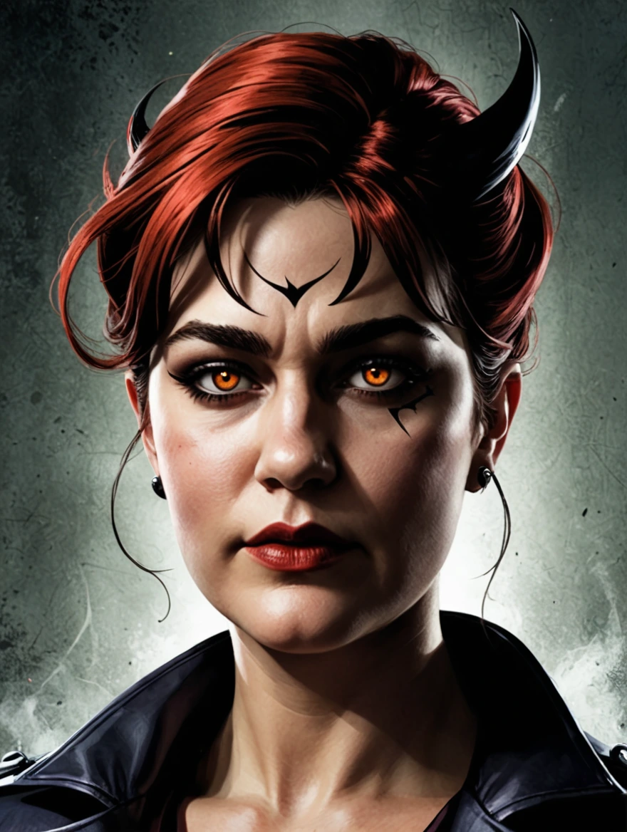 a female evil villian in style of comic book art