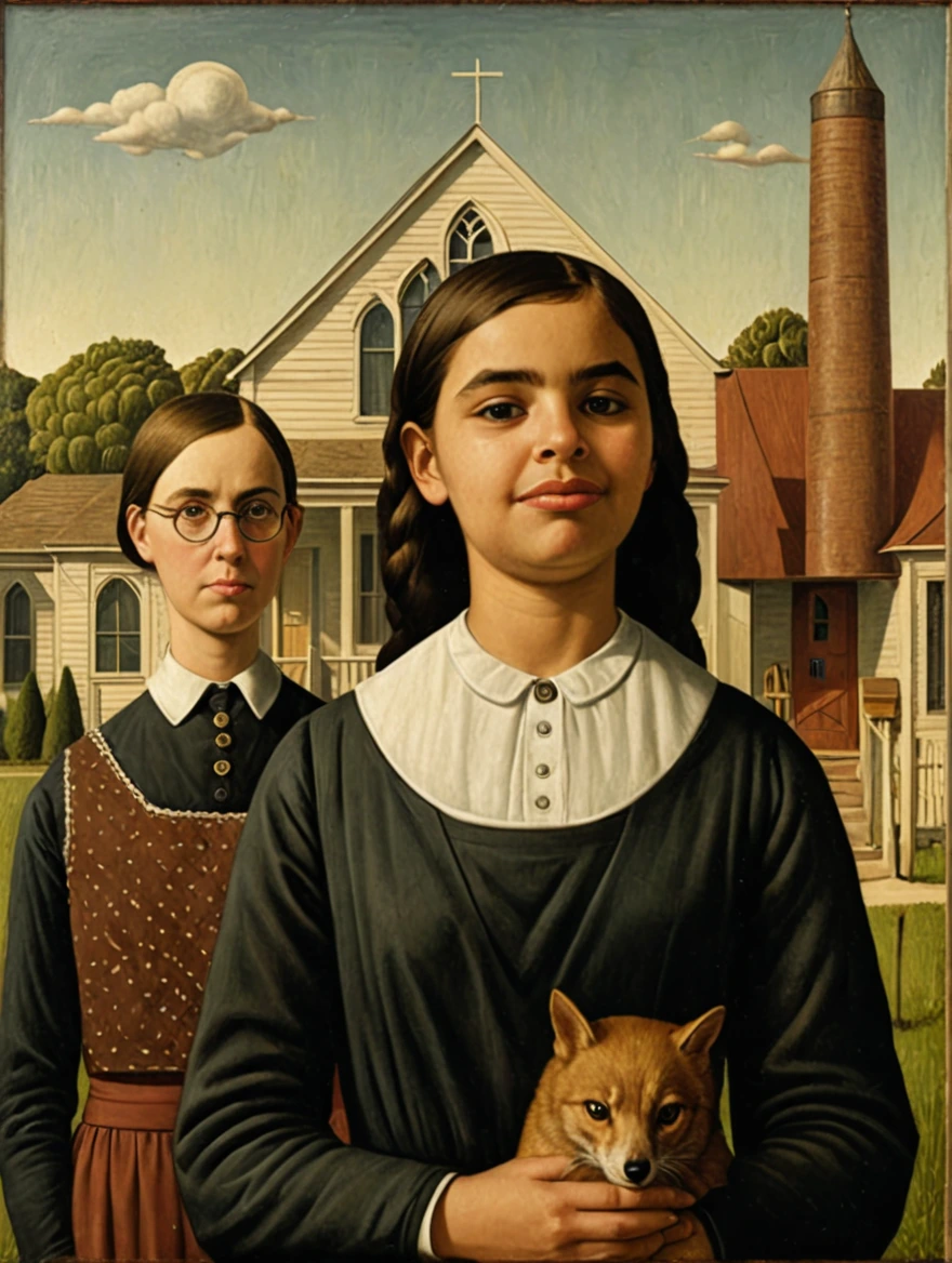 female in American Gothic by Grant Wood