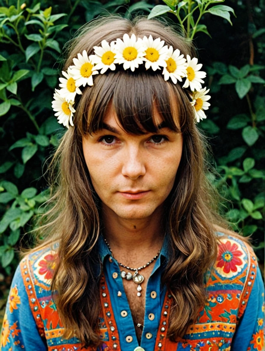 1960s male hippie flower child