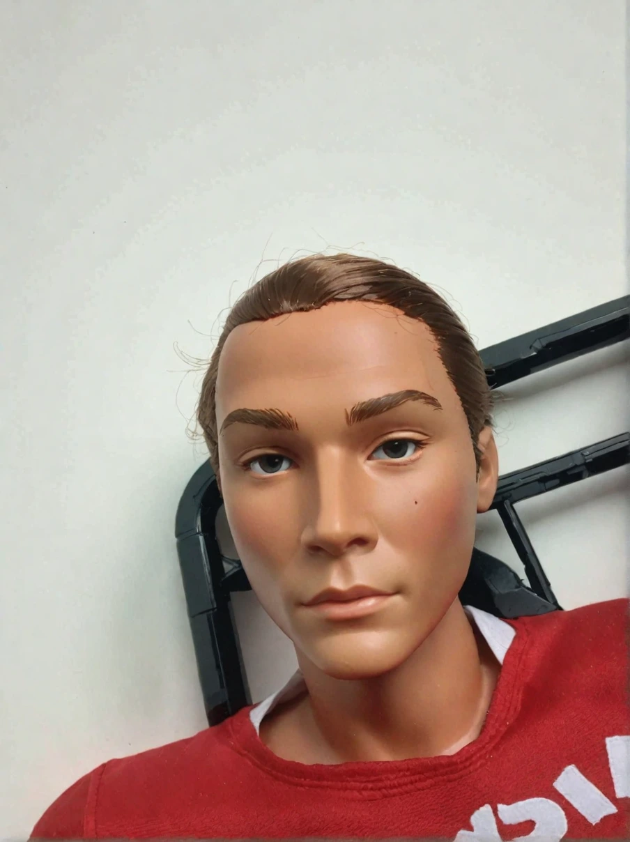 classic Ken doll, solid color background