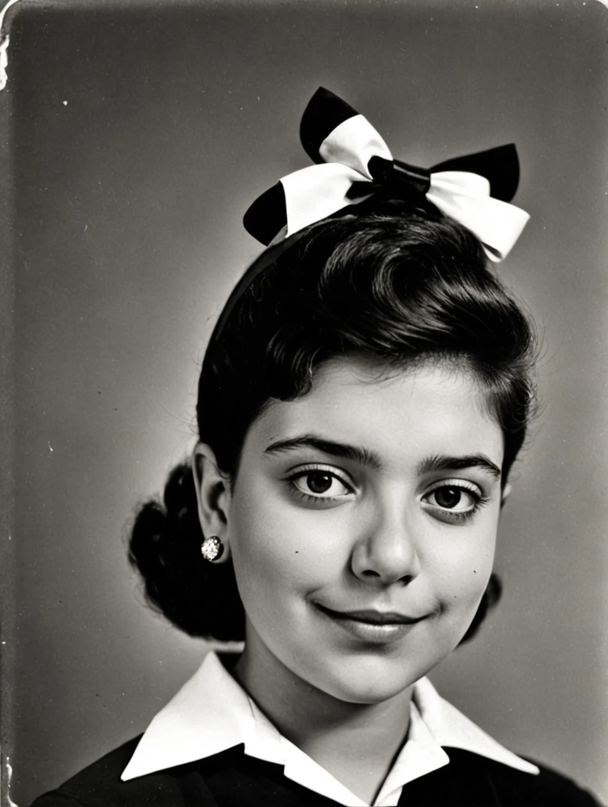 A female doo-wop cheerleader from the 1950s