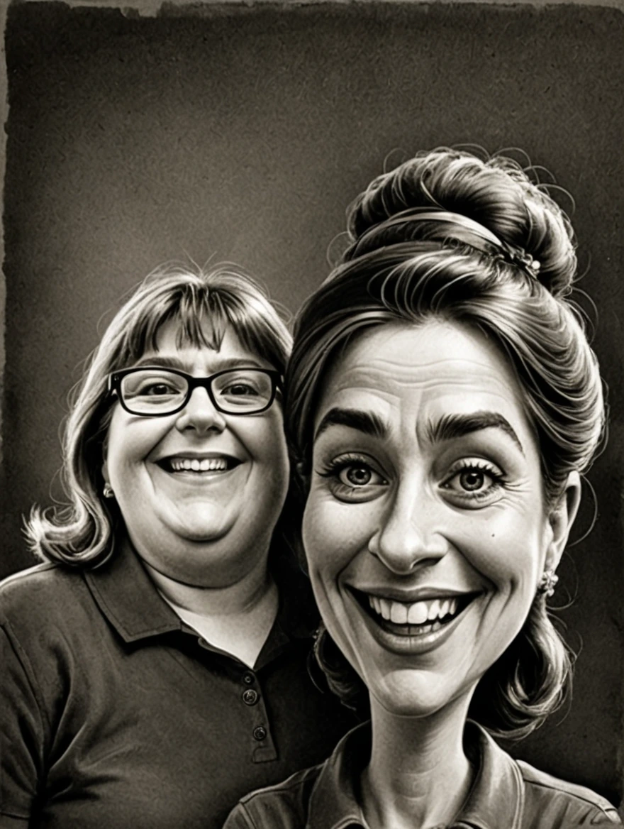 A caricature done in charcoal