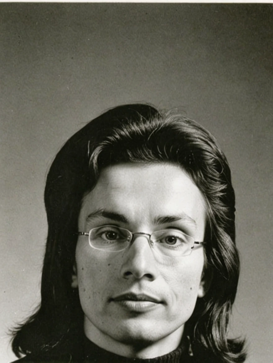 A 1993 yearbook photo of male high school student, turtlenecks, sweater vests, middle-part hairstyle