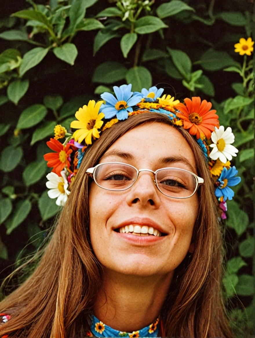 1960s female hippie flower child