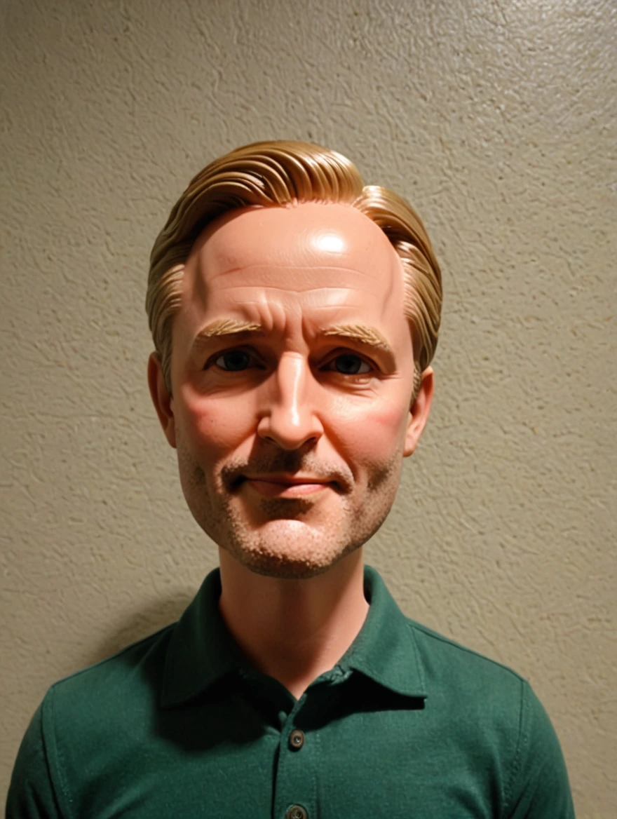 A plastic bobblehead doll with a big head