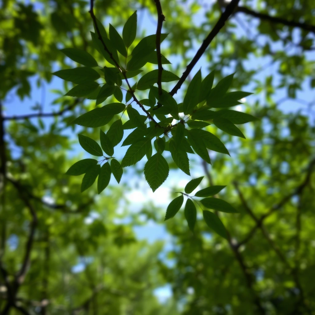 photo of a tree from a distance. The leaves form the very subtle shape of a skull.