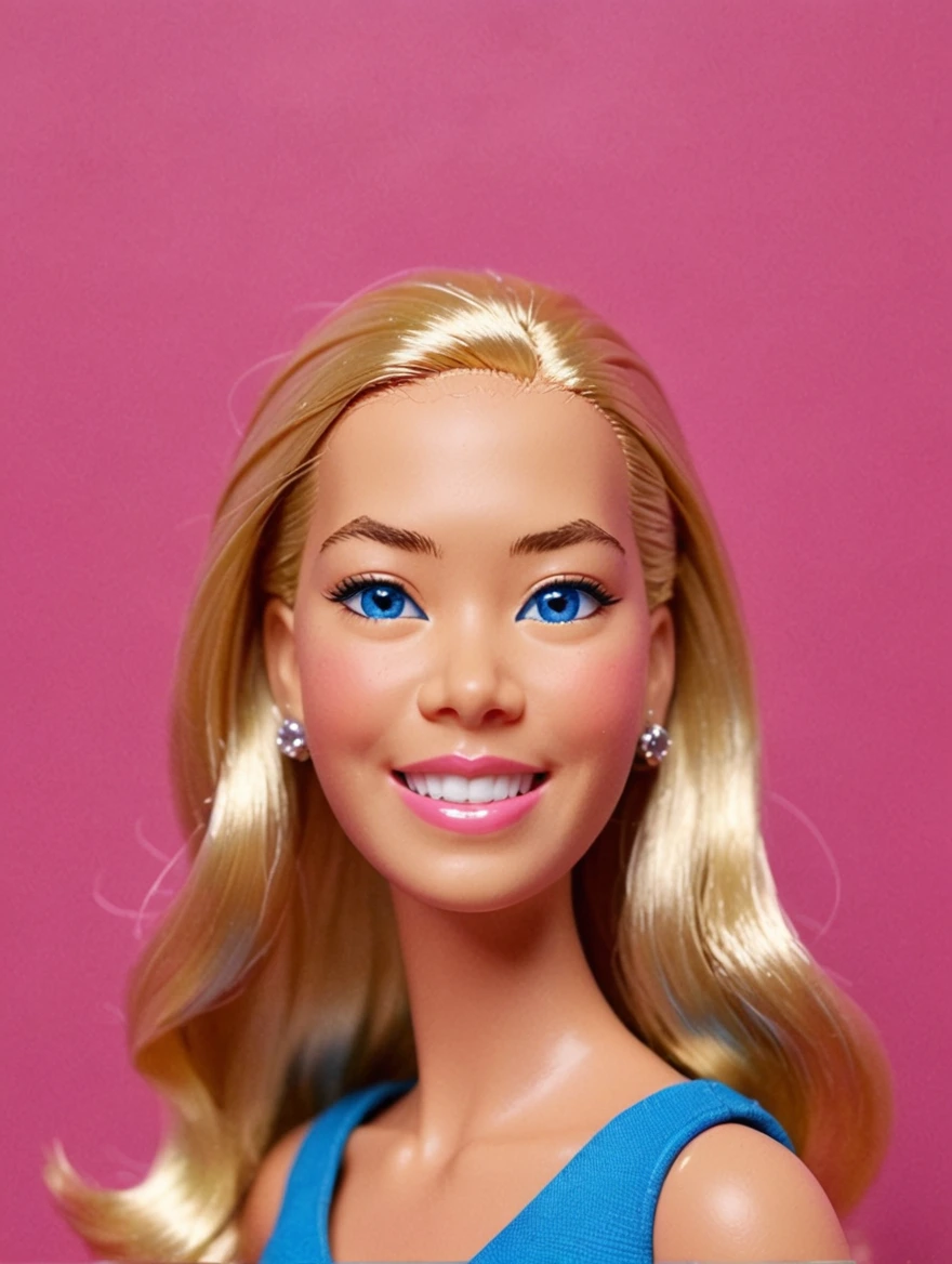 classic Barbie doll, solid color background