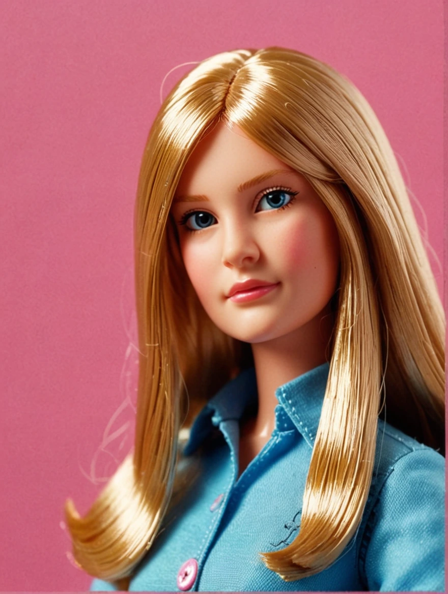 classic Barbie doll, solid color background