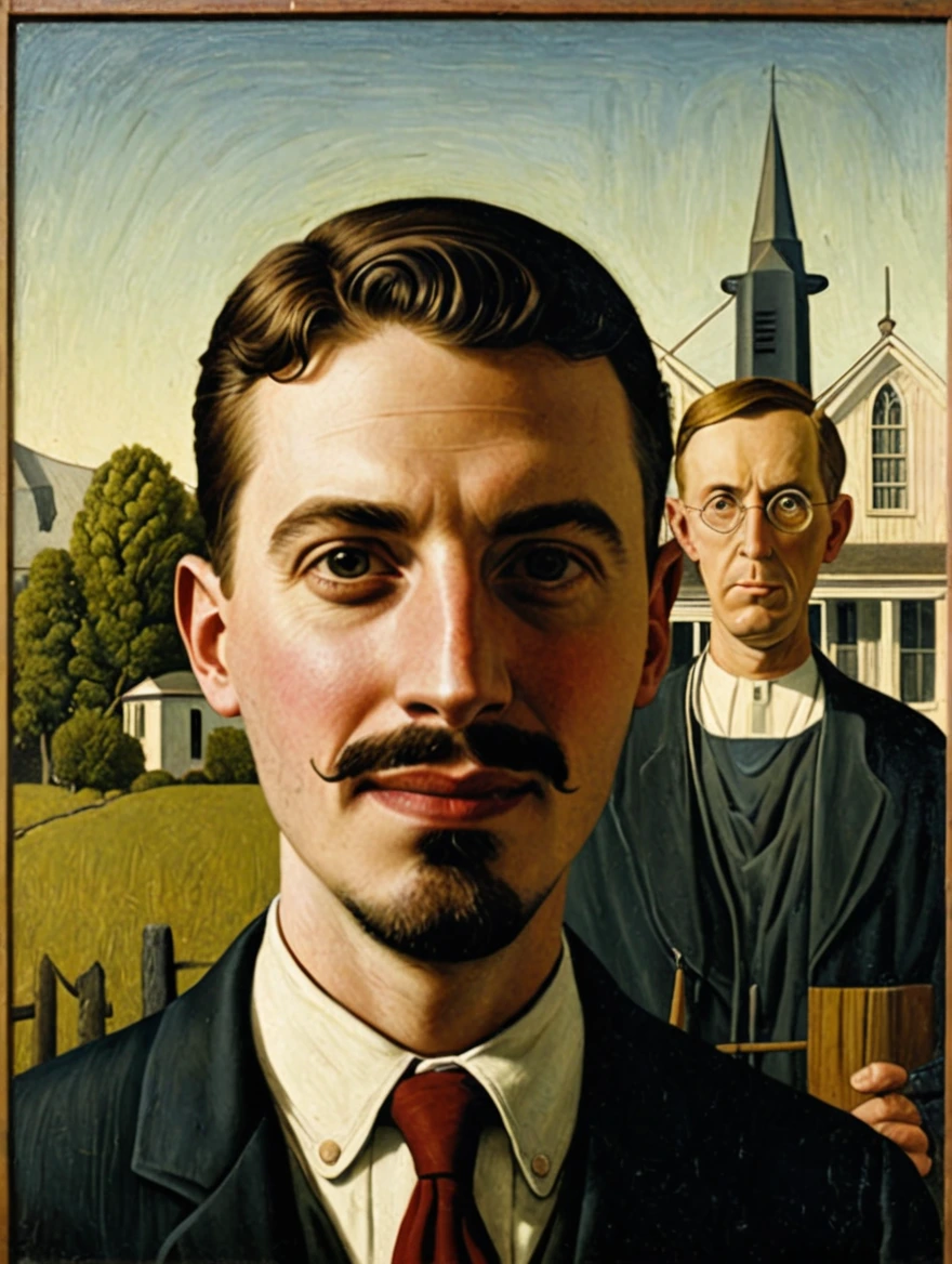 male in American Gothic by Grant Wood