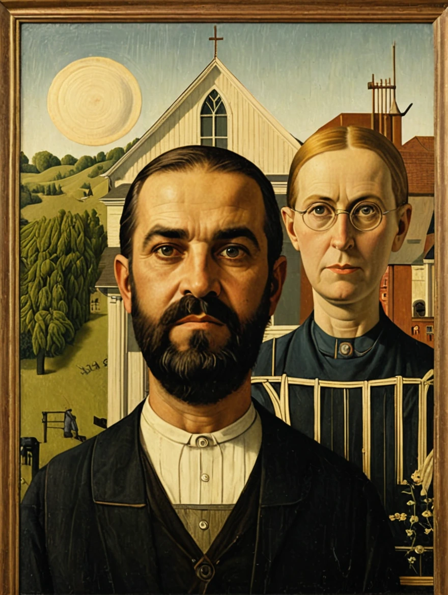 female in American Gothic by Grant Wood