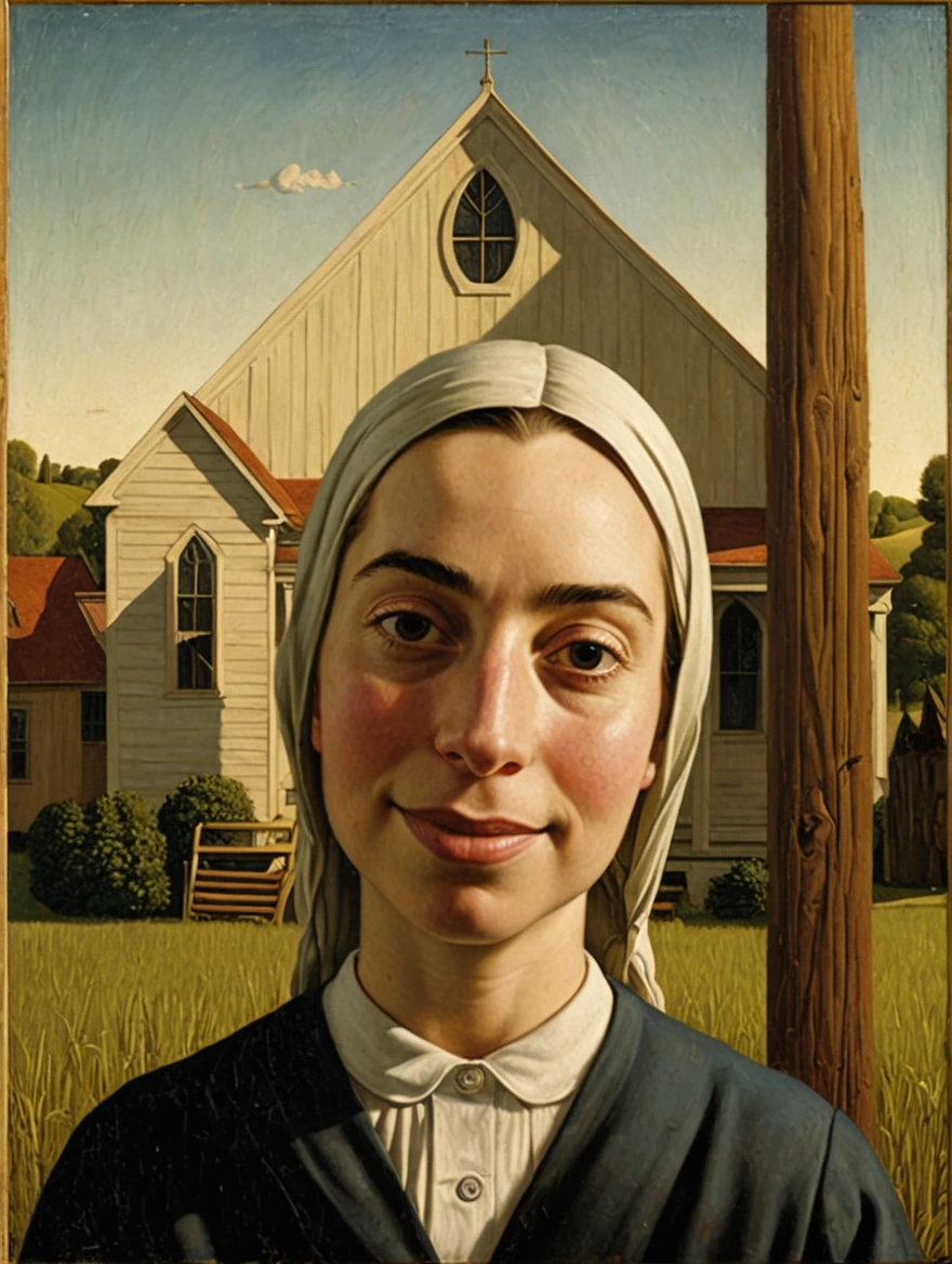 female in American Gothic by Grant Wood