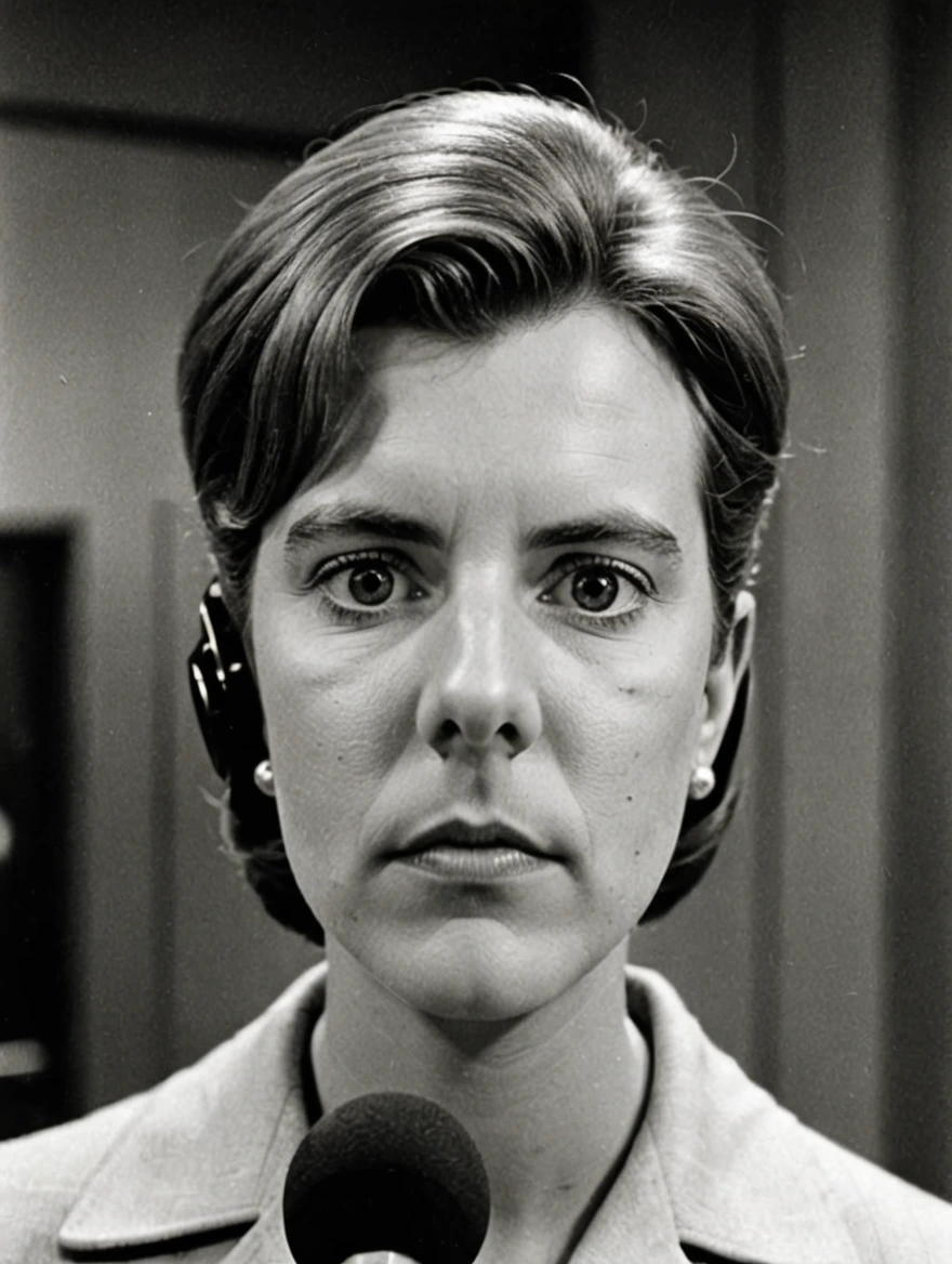 A female TV broadcaster from the 1960s