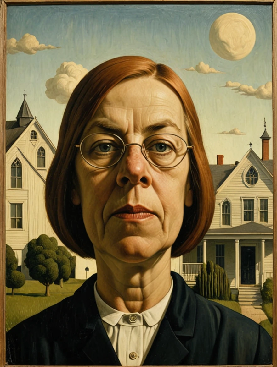 female in American Gothic by Grant Wood