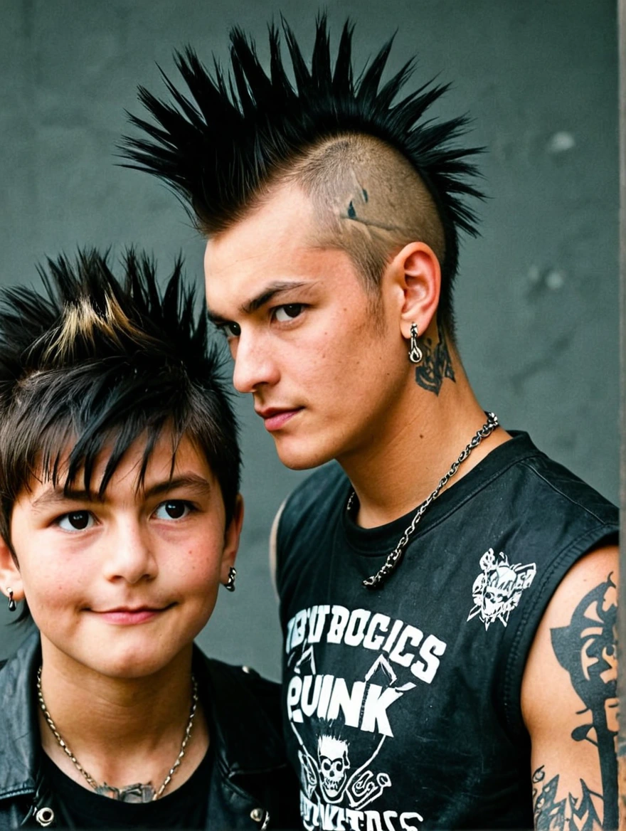 A male punk rocker with tattoos & a mohawk