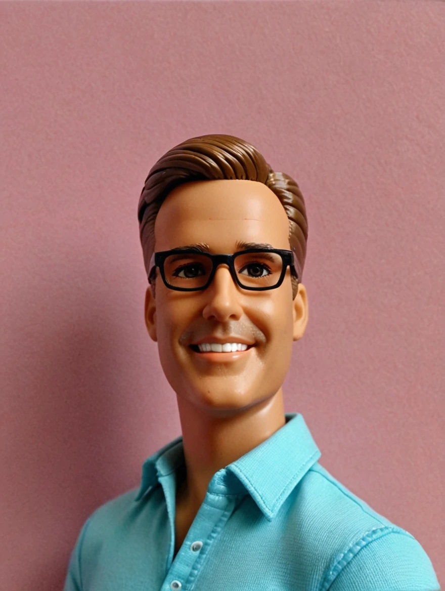 classic Ken doll, solid color background