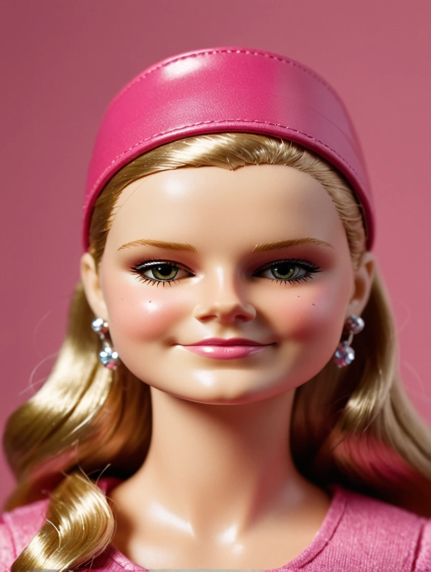 classic Barbie doll, solid color background