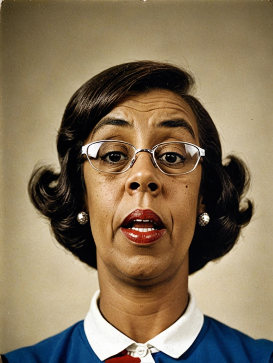 A female doo-wop cheerleader from the 1950s