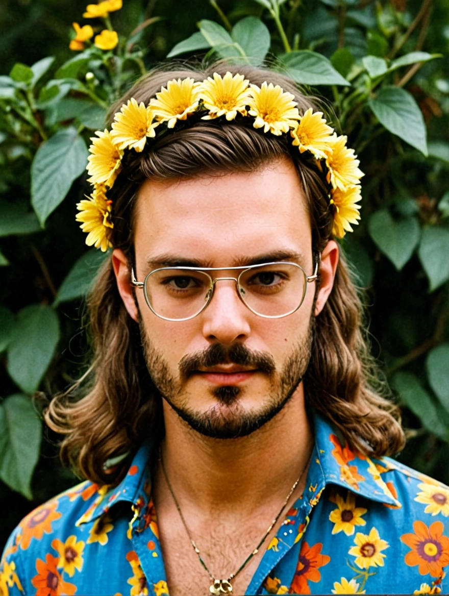 1960s male hippie flower child