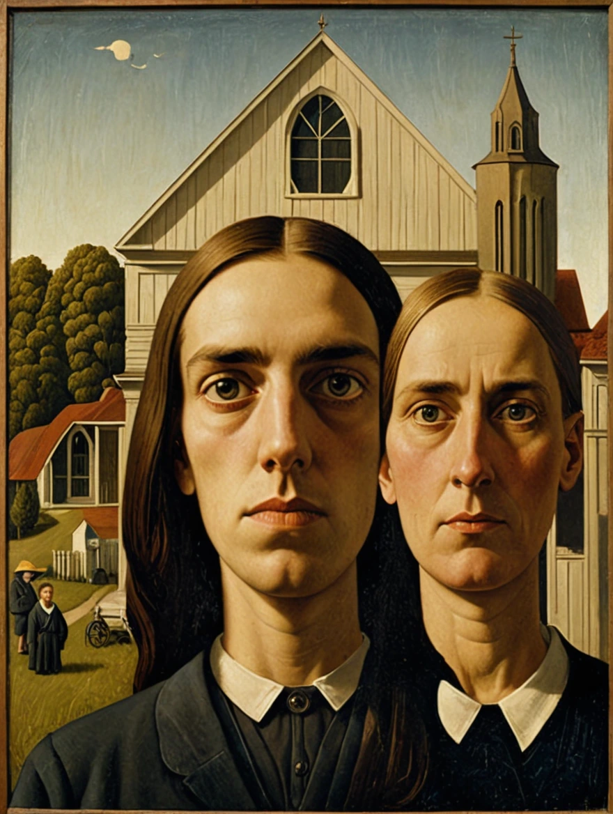 female in American Gothic by Grant Wood