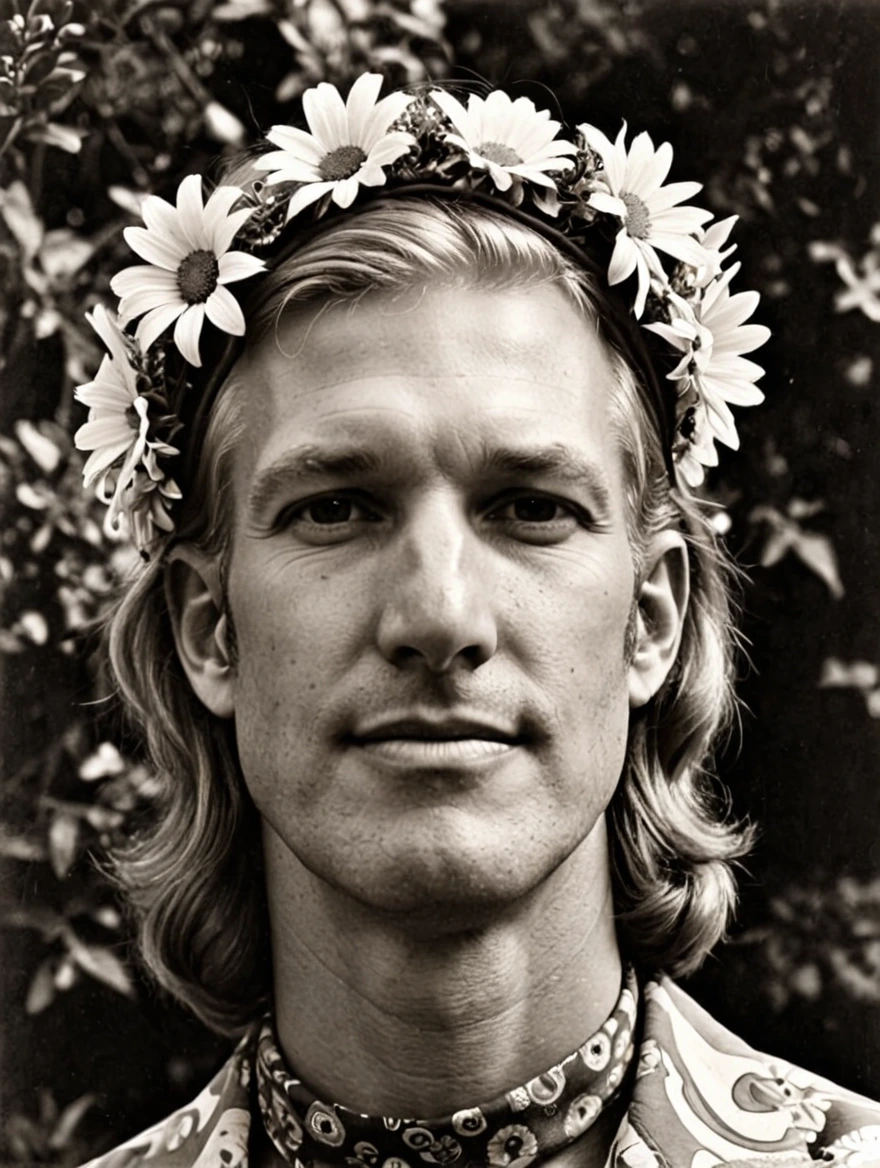 1960s male hippie flower child