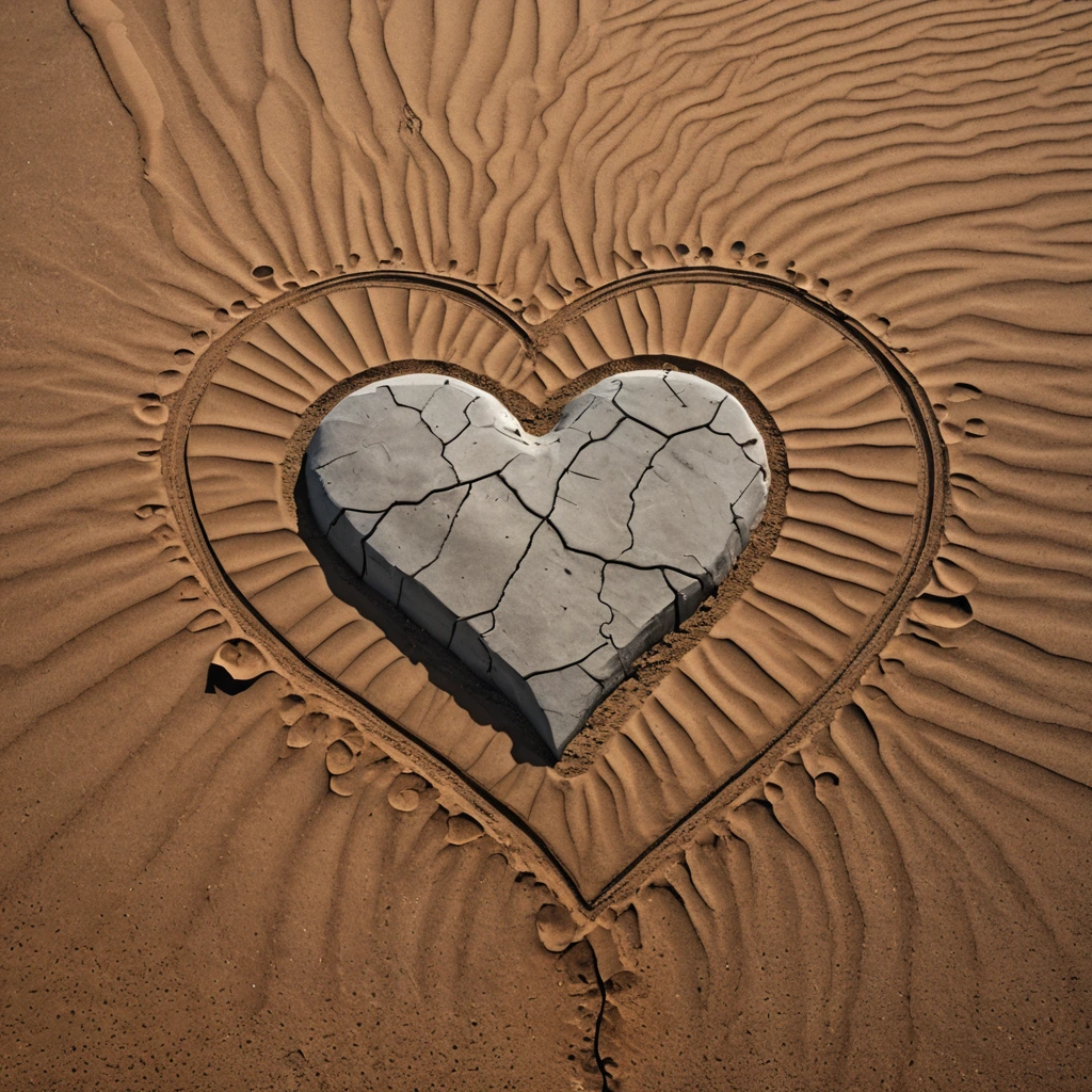 Concread heart on desert