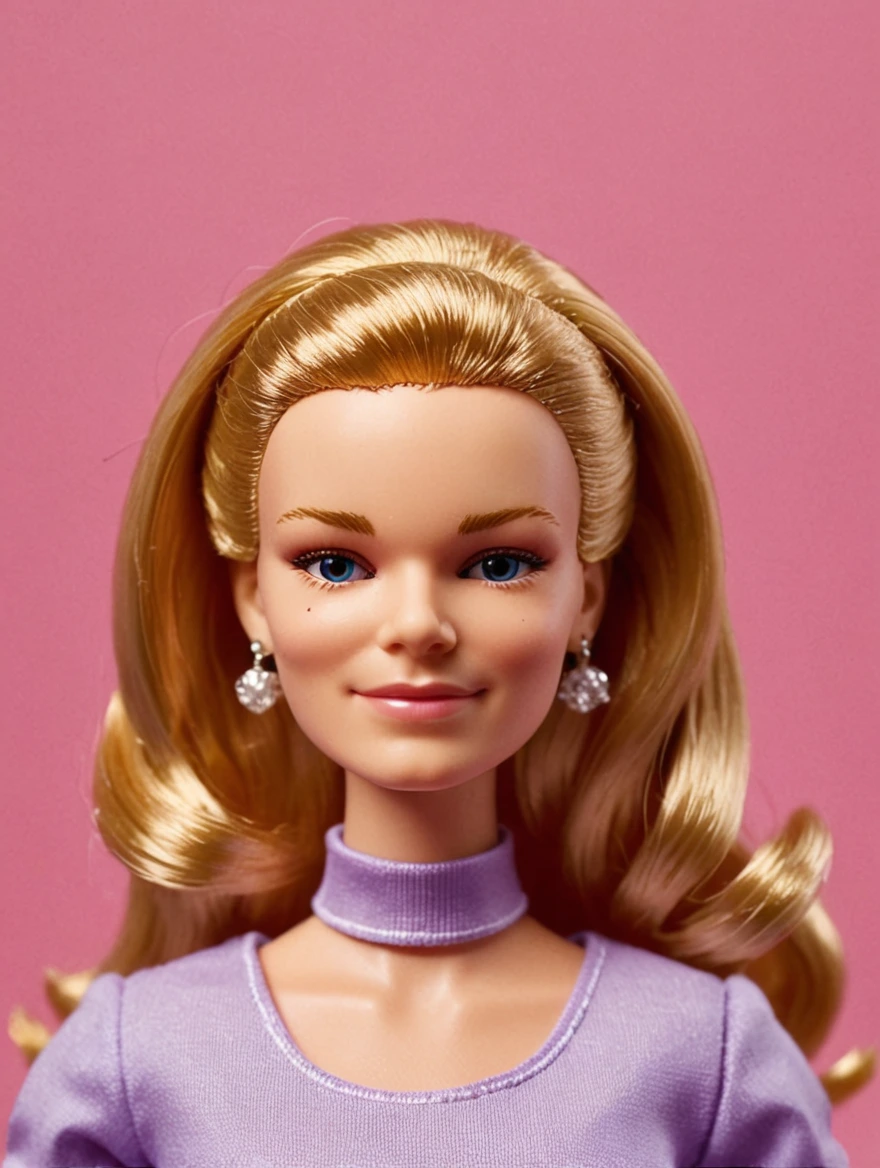 classic Barbie doll, solid color background