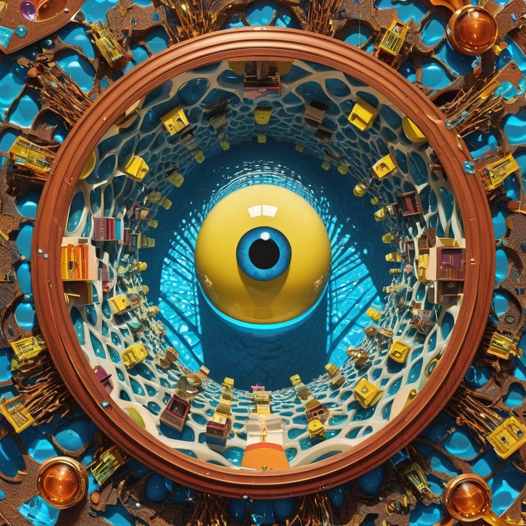 A surrealist hidden image optical illusion, 75 co…