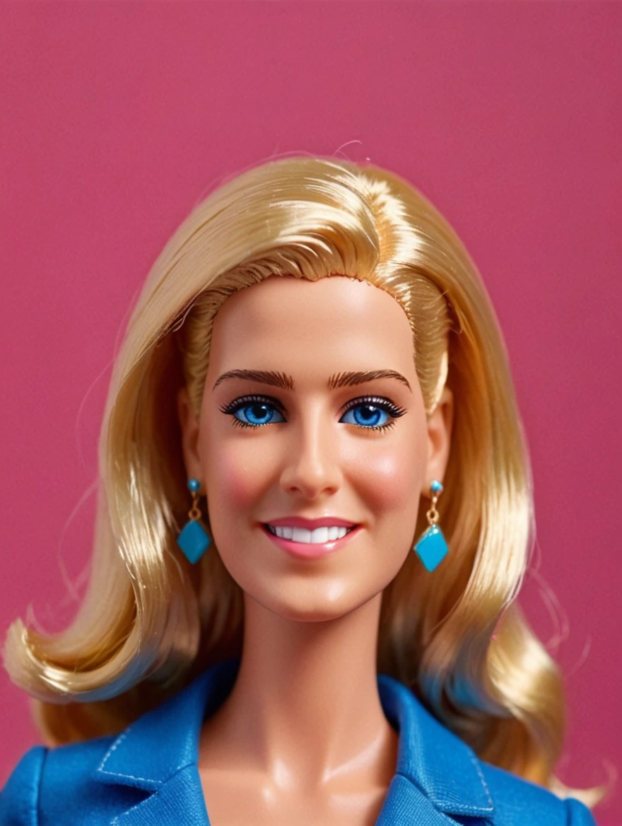 classic Barbie doll, solid color background