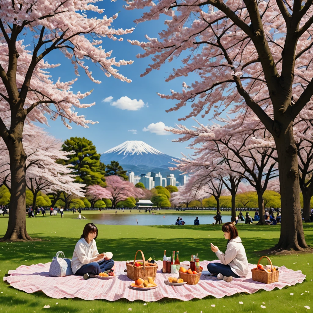 Sakura, picnic in the park