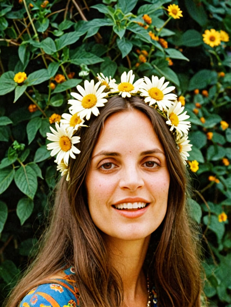 1960s female hippie flower child