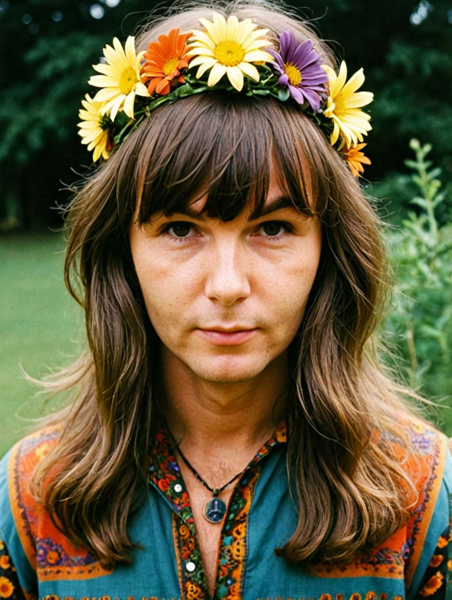 1960s male hippie flower child