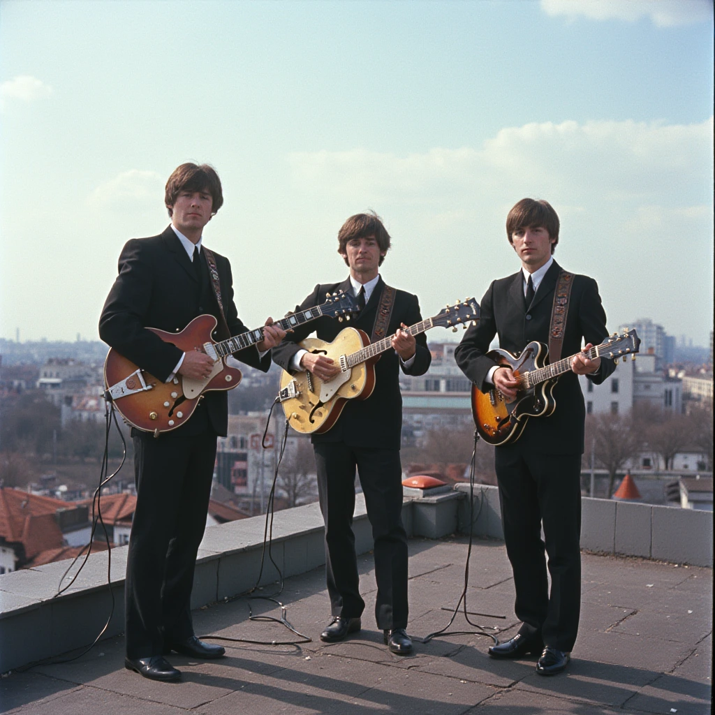 band on roof named The Beatles.