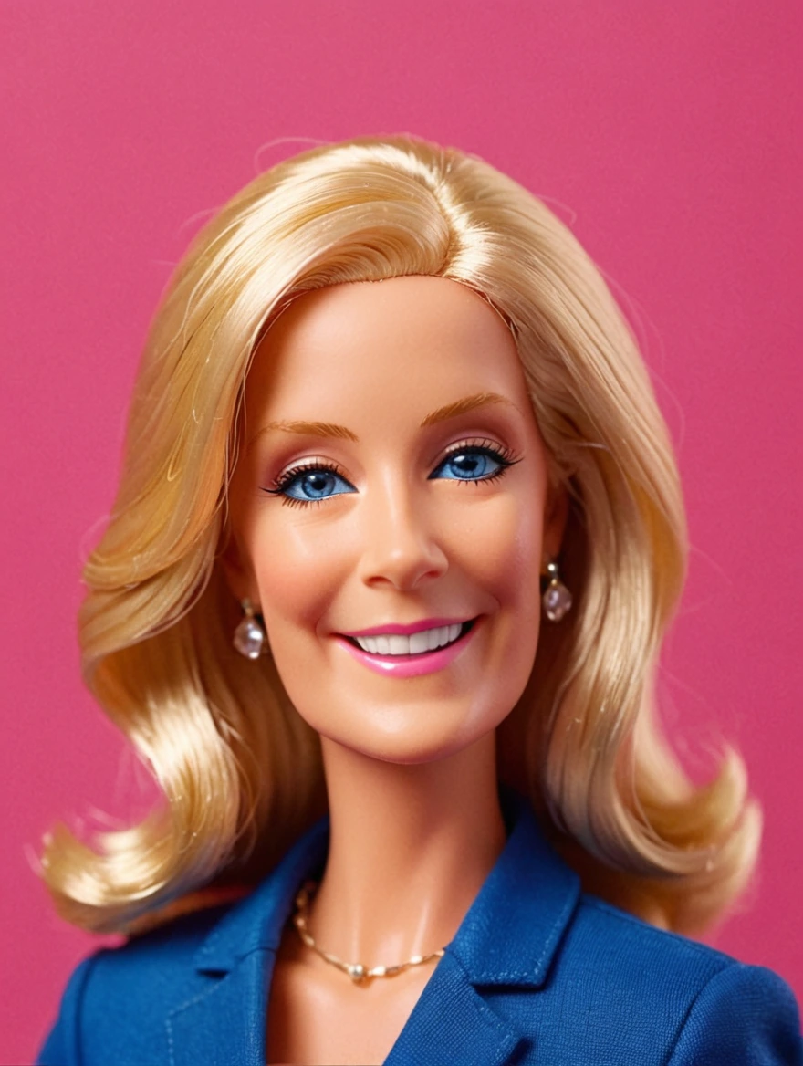 classic Barbie doll, solid color background