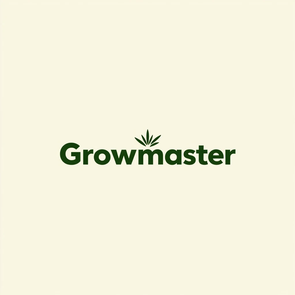 „Growmaster“ typographic text with a Green thumbs logo for a gardening shop