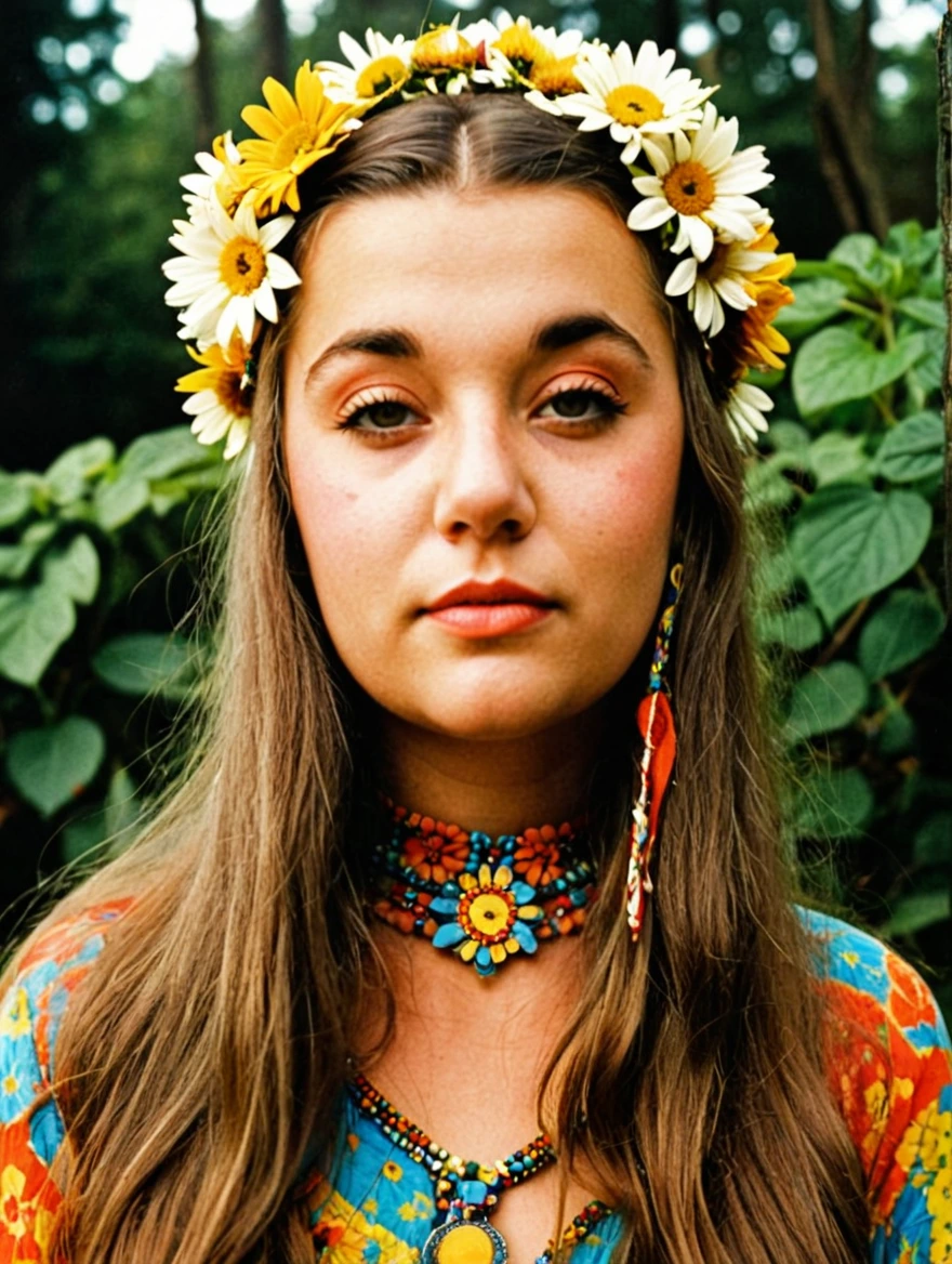 1960s female hippie flower child