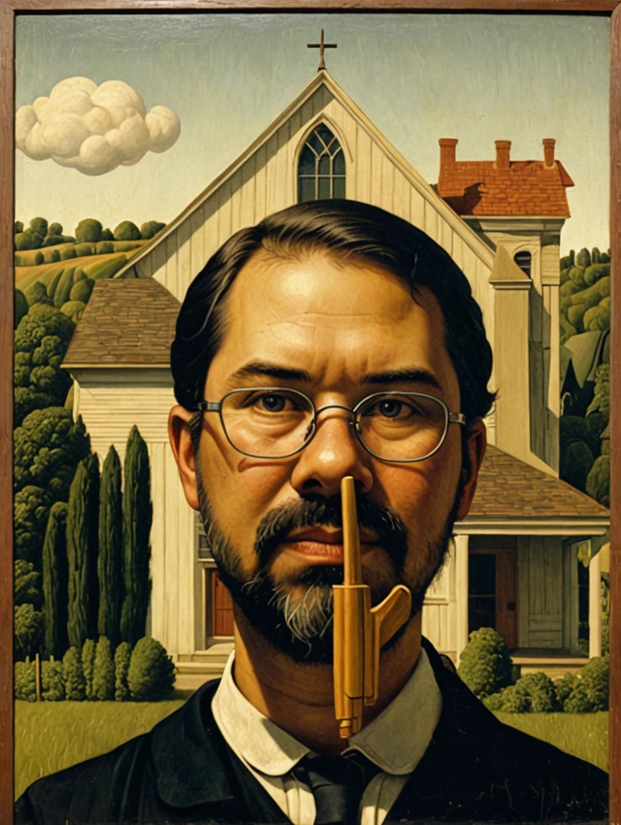 female in American Gothic by Grant Wood