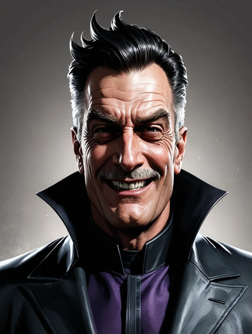 a male evil villain in style of comic book art