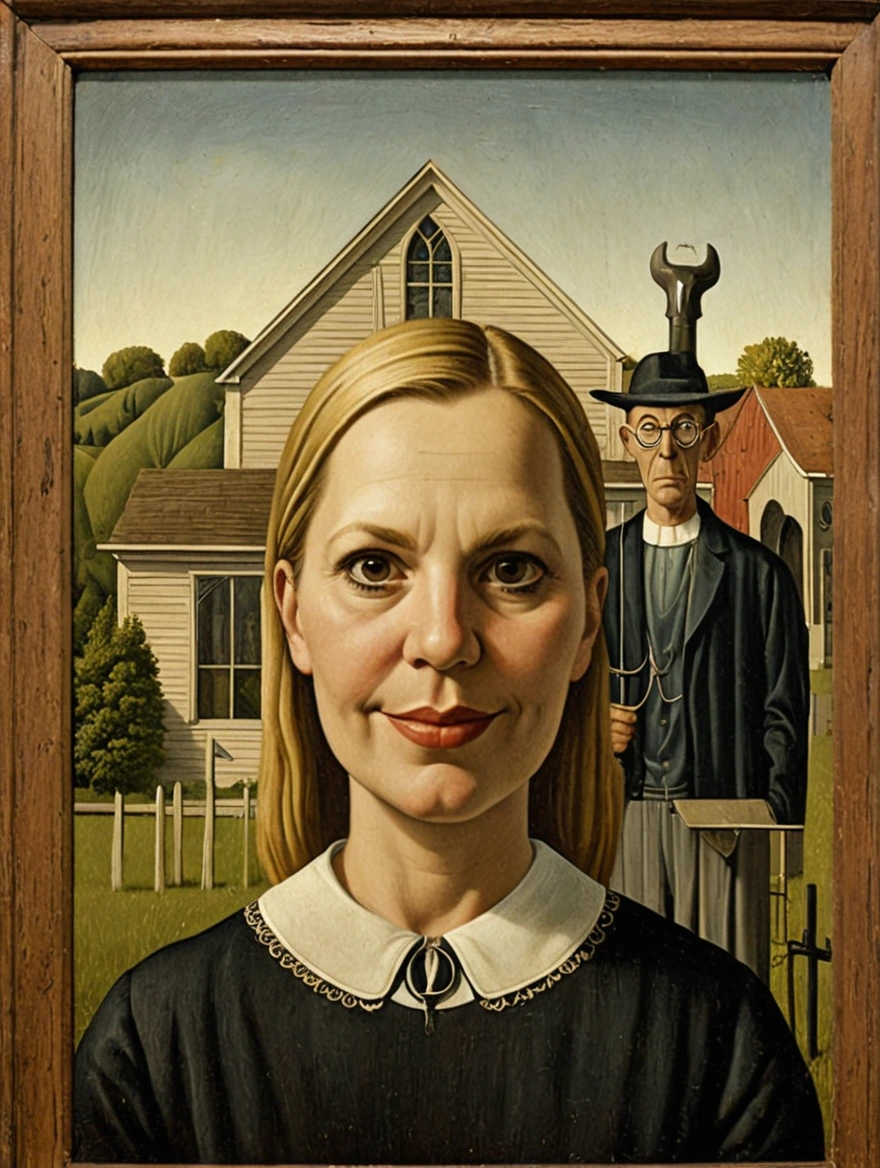 female in American Gothic by Grant Wood