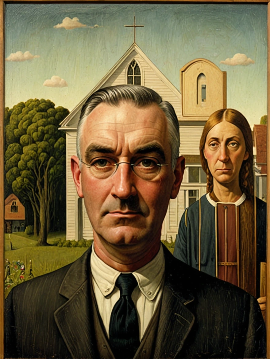 male in American Gothic by Grant Wood