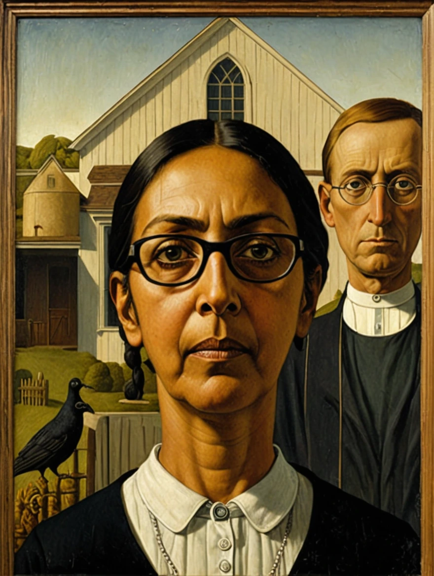 female in American Gothic by Grant Wood