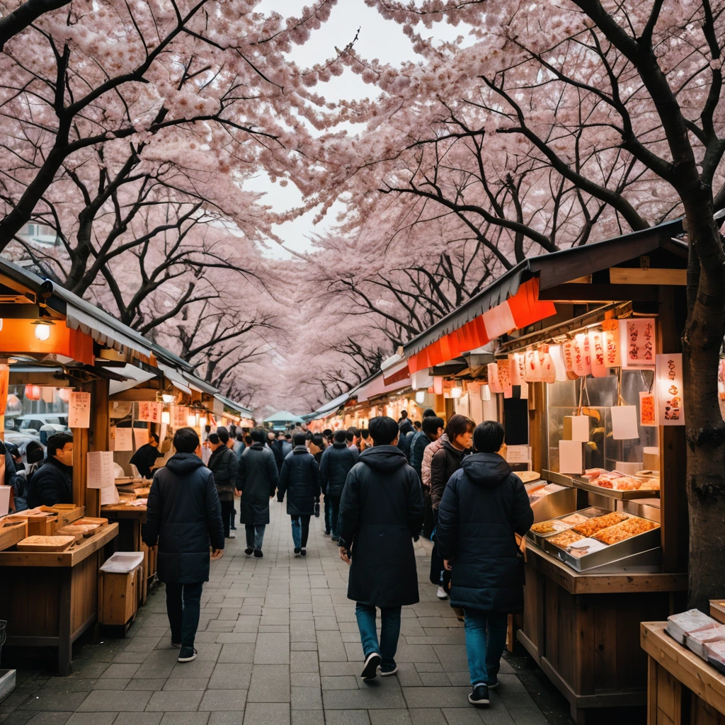 Sakura, food stalls