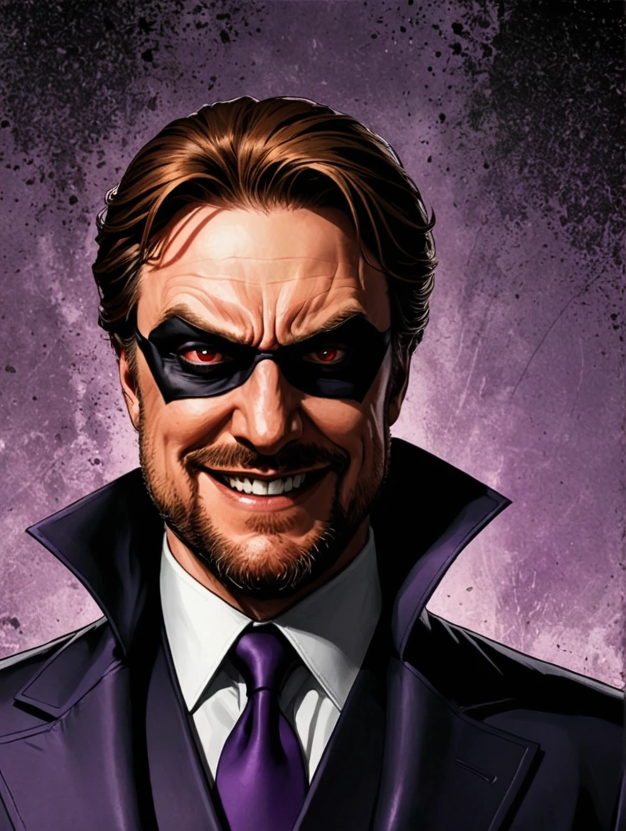 a male evil villain in style of comic book art