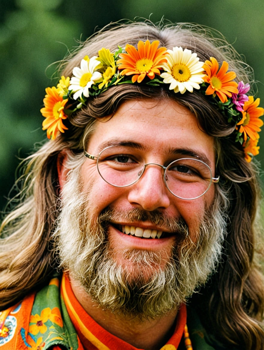 1960s male hippie flower child