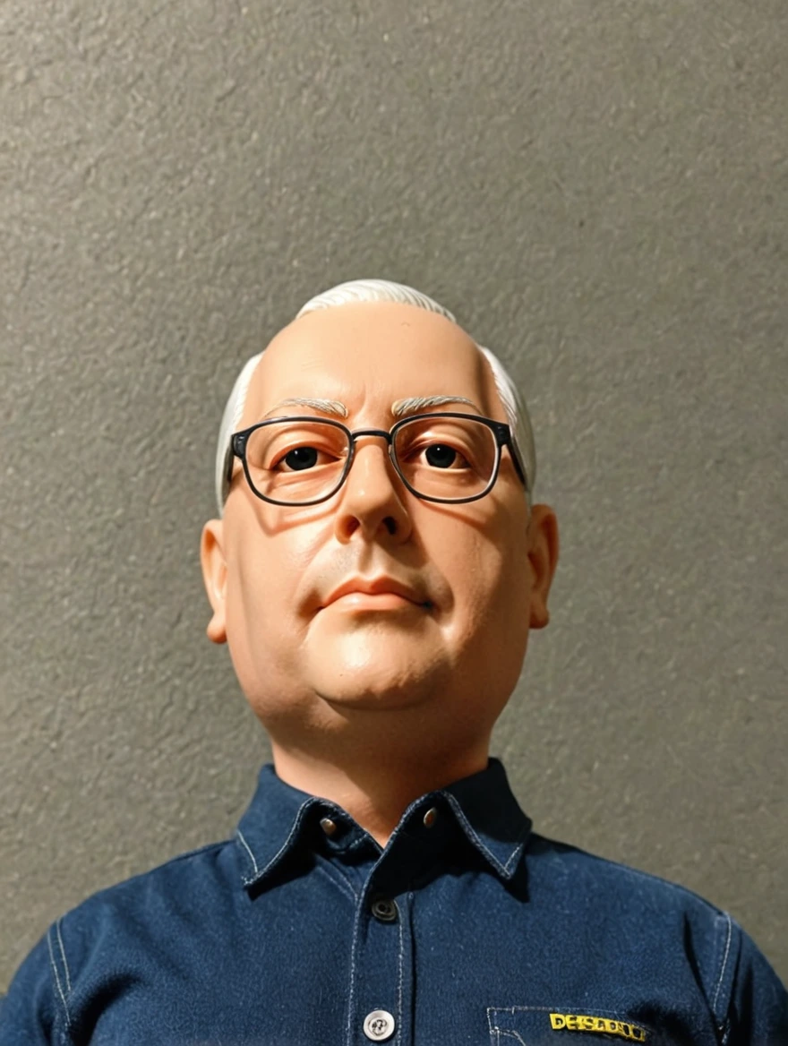 A plastic bobblehead doll with a big head