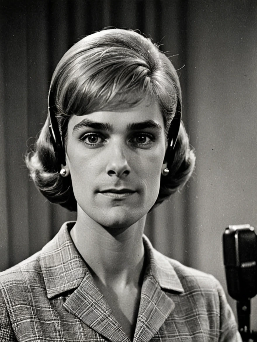 A female TV broadcaster from the 1960s