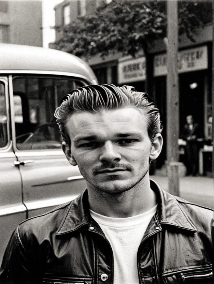 A male greaser from the 1950s