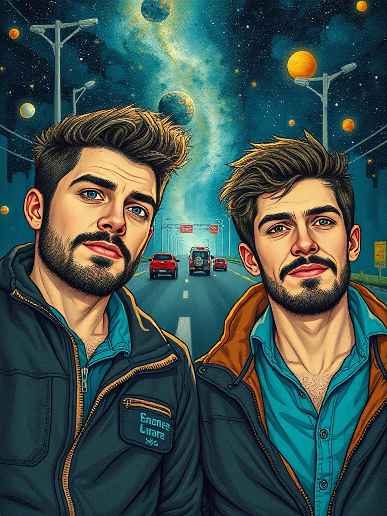 Two handsome rugged gay men
Space
blue streak
24 hours
highway surrealist picasso style, fantastical, magical, unexpected, super detail, dreamy lo-fi photography, colorful, graphic novel style, abstract art