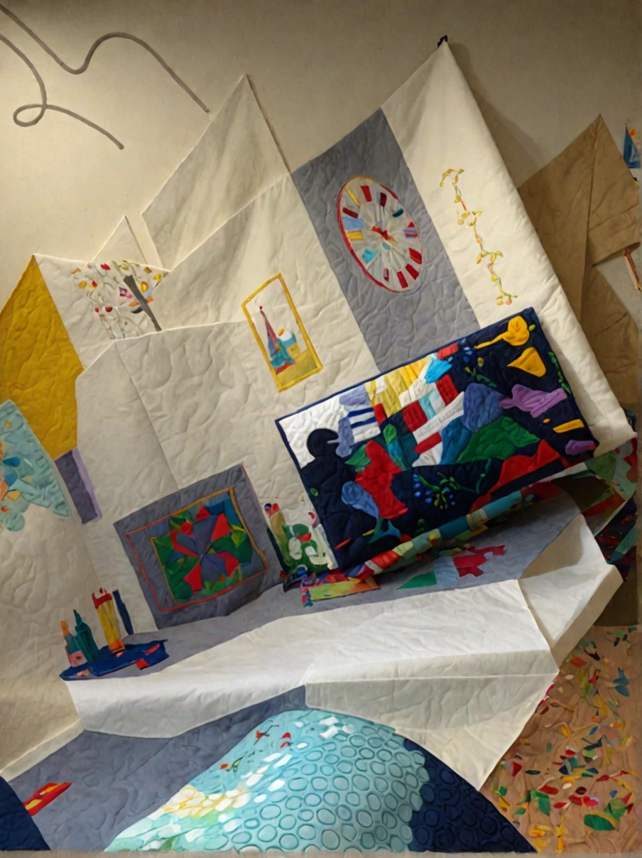 A quilt made of multicolored felt