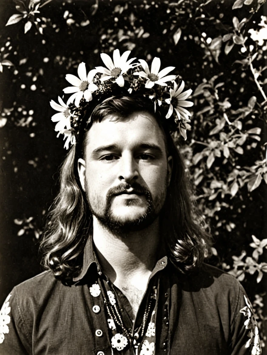 1960s male hippie flower child